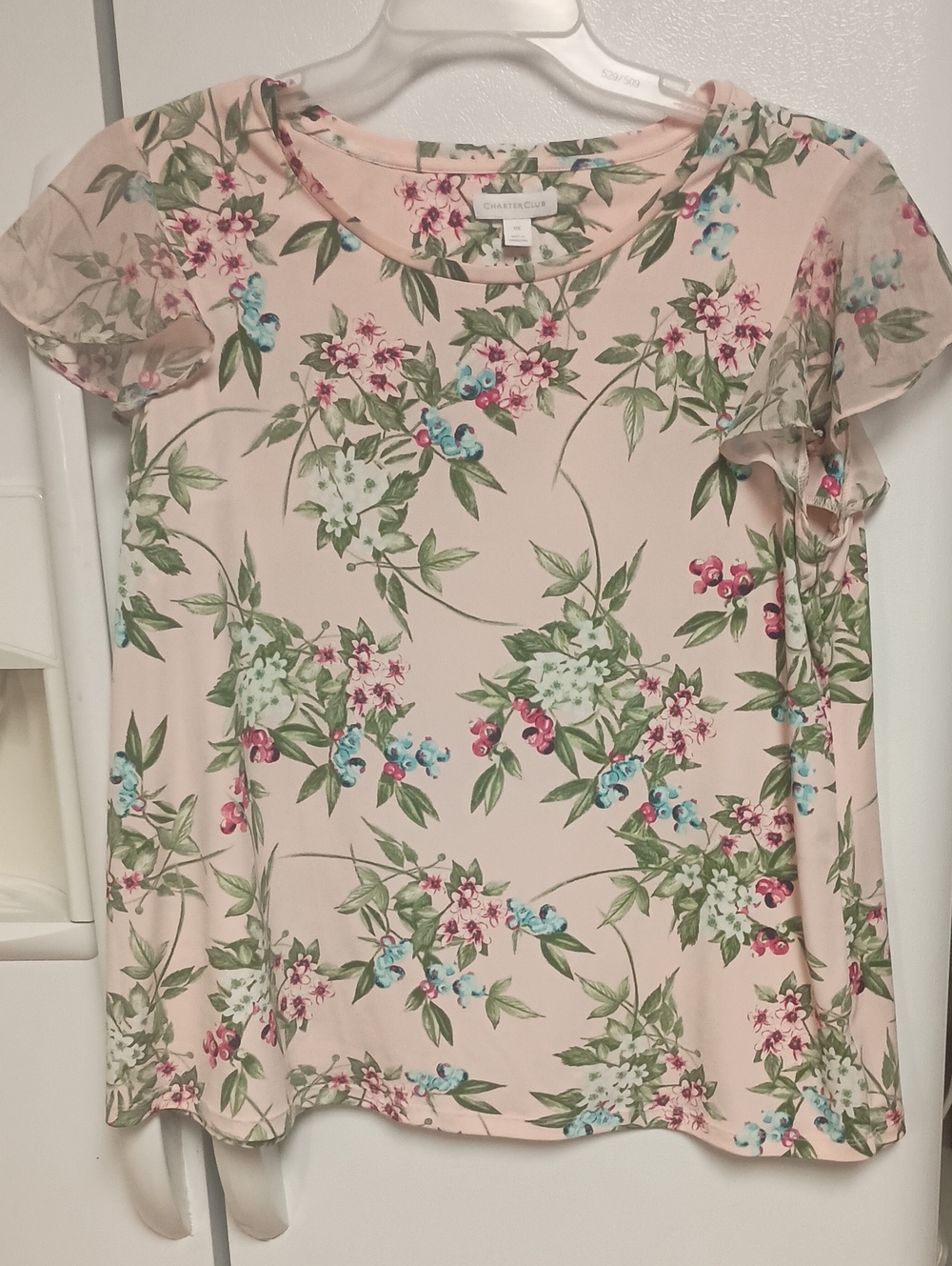 Charter Club Blush Pink Floral Short-Sleeve Tee